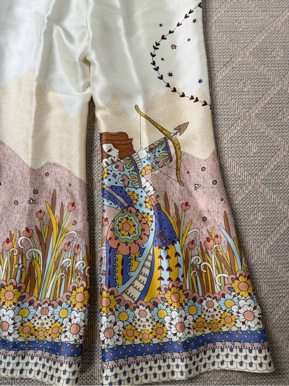 Zimmermann White Floral & Multicolor Printed Cropped Wide-Leg Pants - Picture 6 of 8